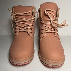 New Women Pink Construction boots size 8.5 1in heel no brand name (11)